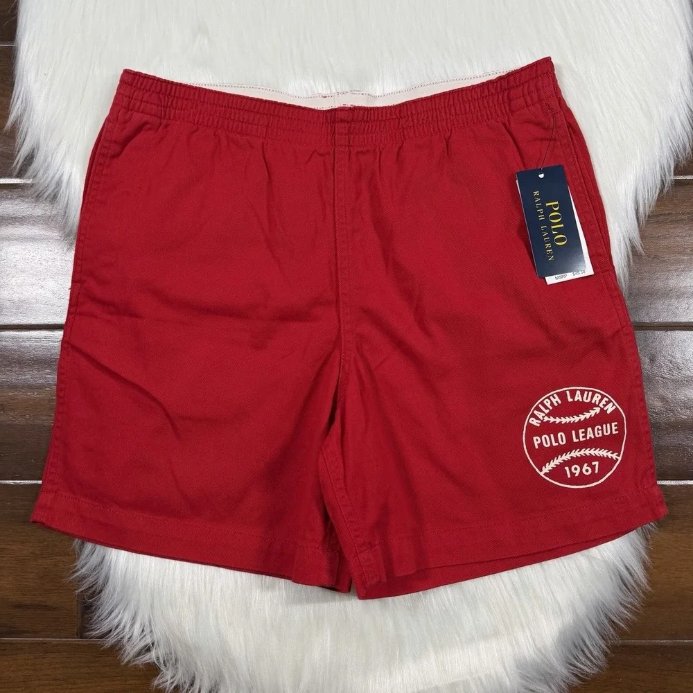 Polo Ralph Lauren Youth Boys Size 18 Red‎ Heritage Twill Cotton Pull On Shorts
